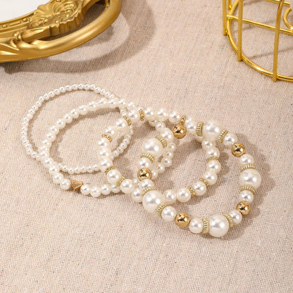Fashion Pearl Bracelet Set with Heart Charm