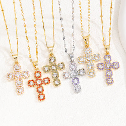 fashion personality color cross necklace