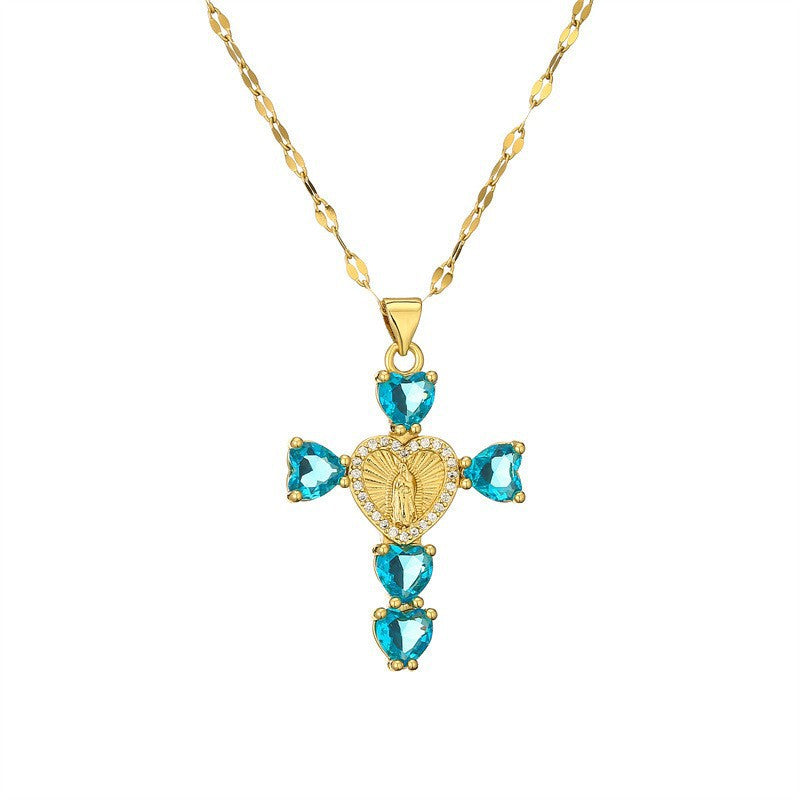 fashion personality color cross necklace