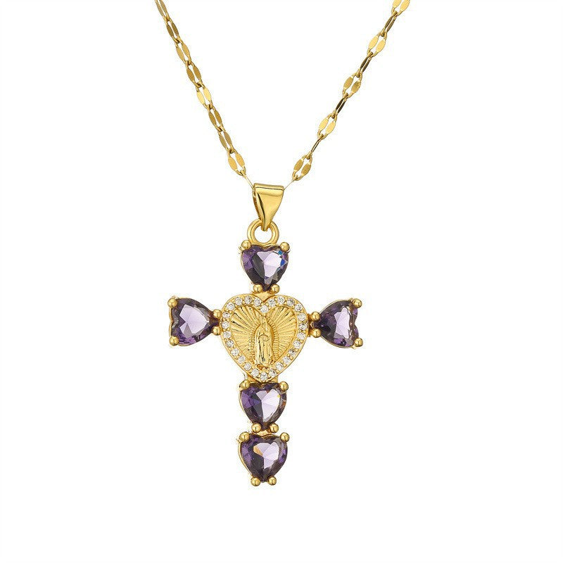 fashion personality color cross necklace