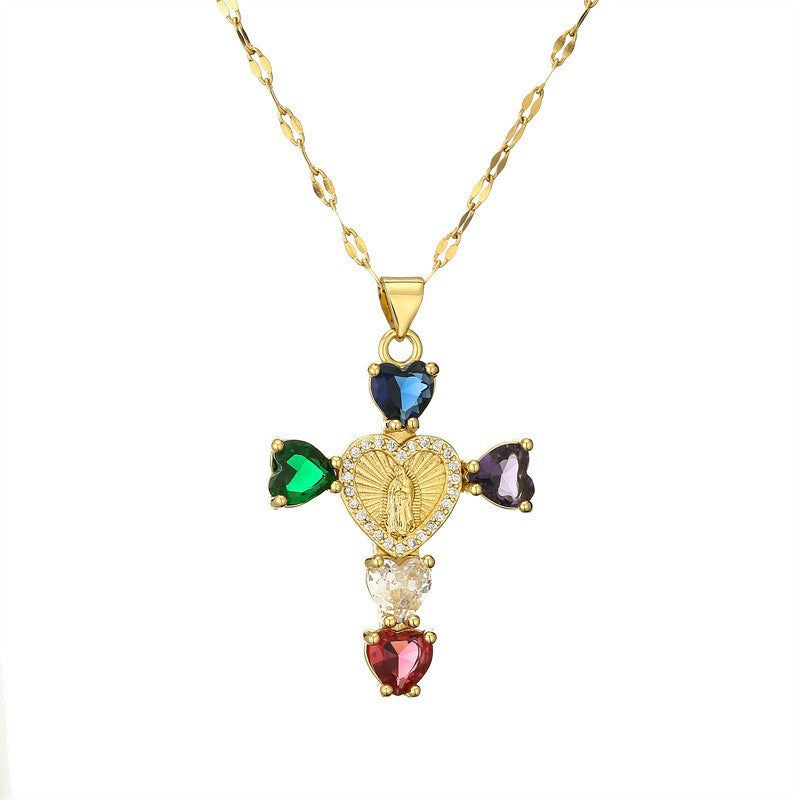 fashion personality color cross necklace