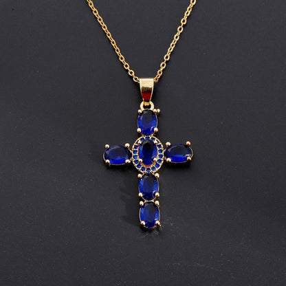 fashion personality color cross necklace