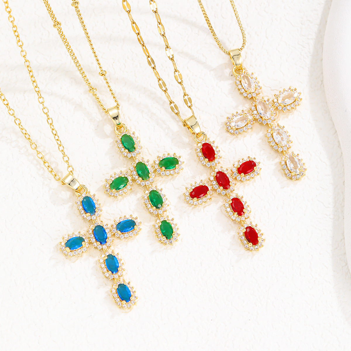 fashion personality color cross necklace