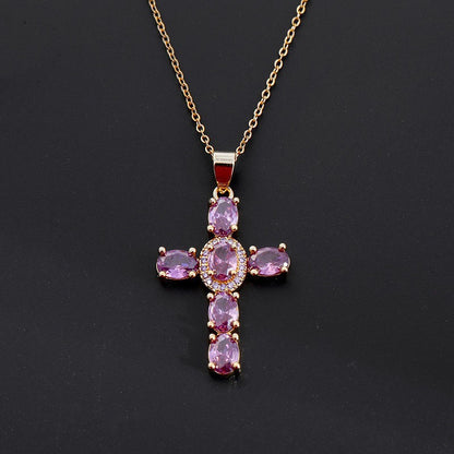 fashion personality color cross necklace