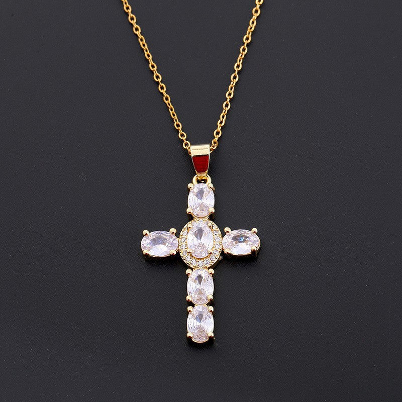fashion personality color cross necklace
