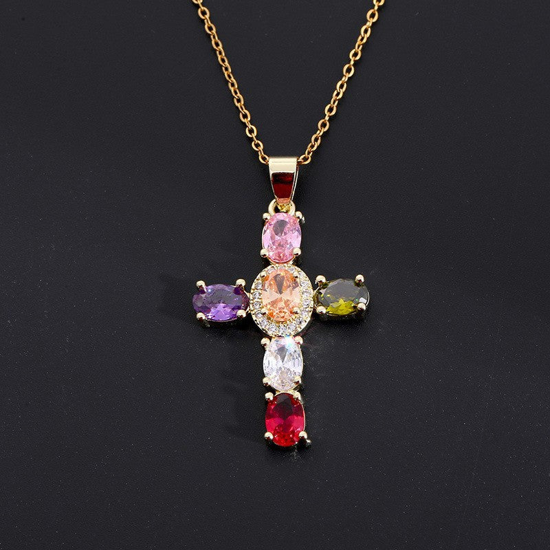 fashion personality color cross necklace