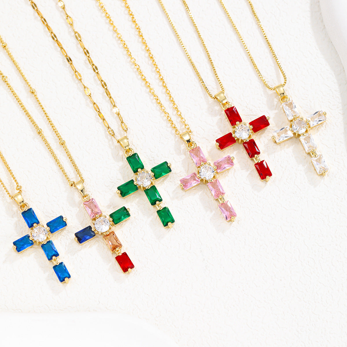 fashion personality color cross necklace