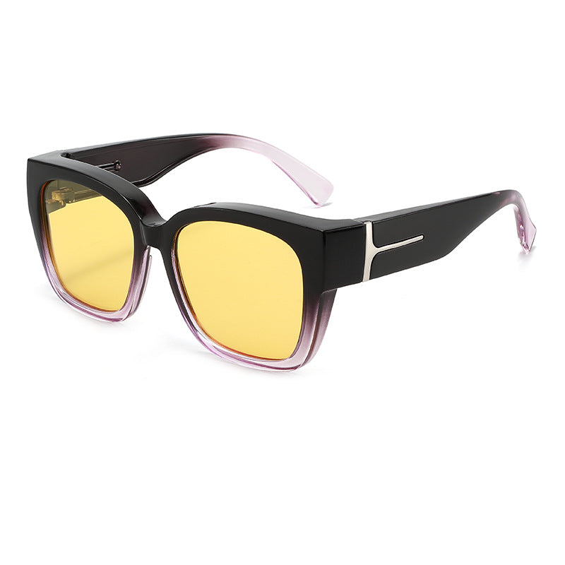 Fashion Polarized Clip-On Sunglasses Square Frame
