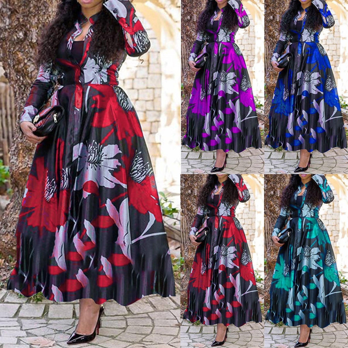 Fashion Printed Flared Women Dress