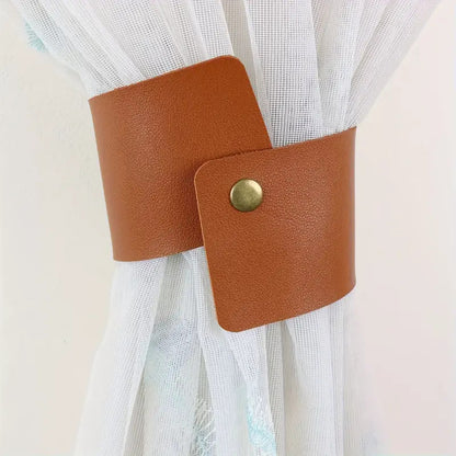 Fashion PU Leather Handmade Adjustable Elastic Belt Curtain Tie-Back Clothing Accessory