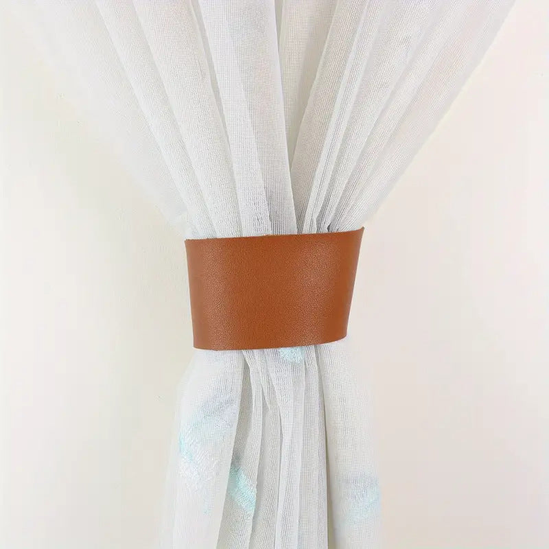 Fashion PU Leather Handmade Adjustable Elastic Belt Curtain Tie-Back Clothing Accessory
