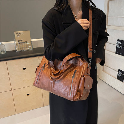 Fashion Retro PU Leather Shoulder Tote Bag