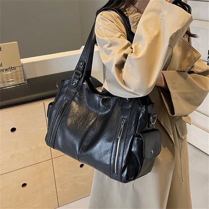 Fashion Retro PU Leather Shoulder Tote Bag