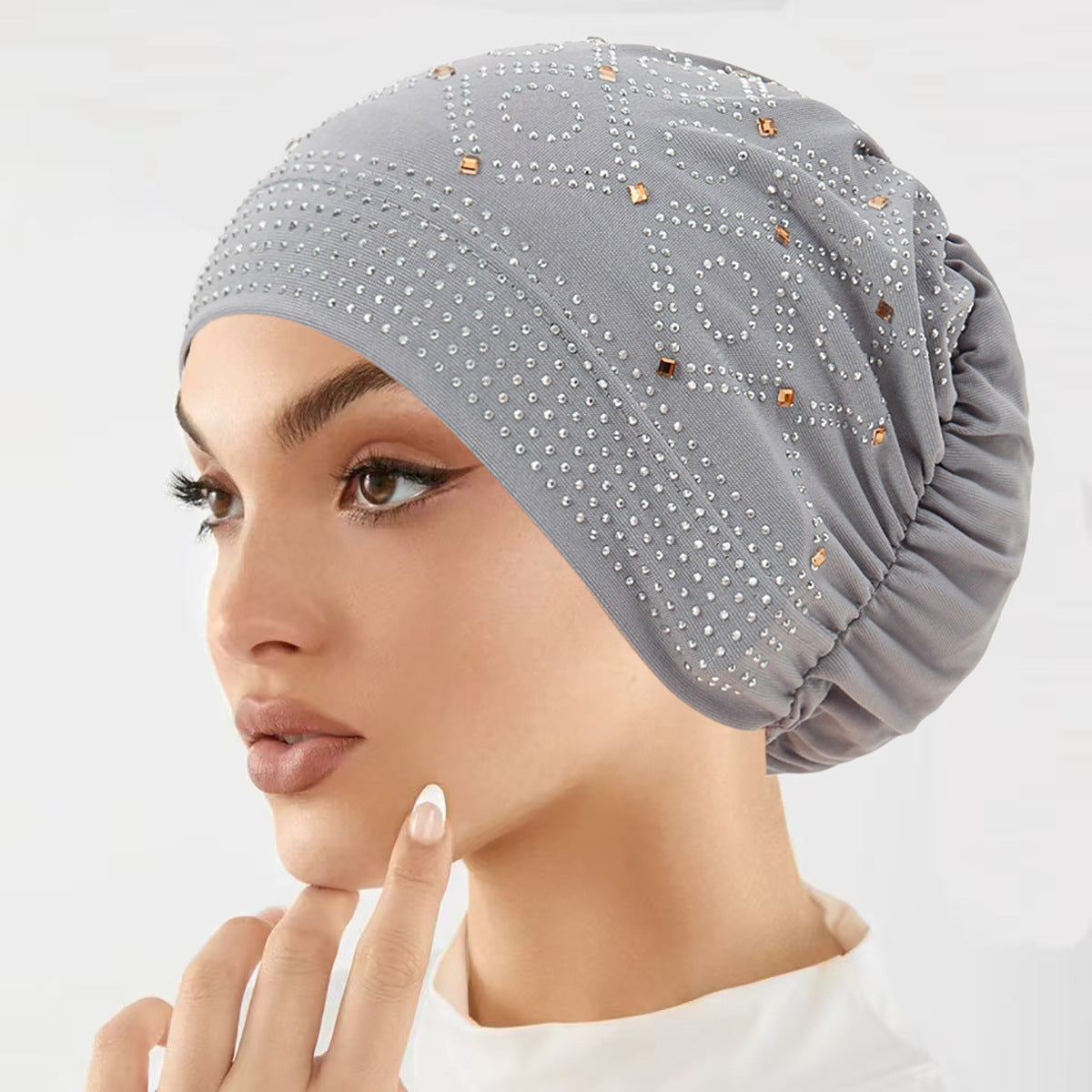 Fashion Rhinestone Crystal Turban Hat