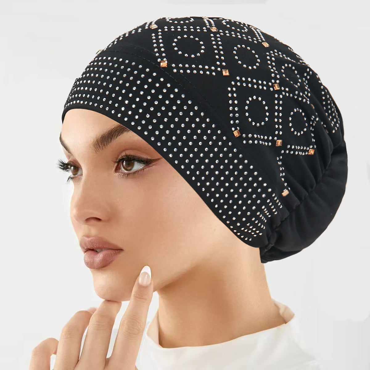 Fashion Rhinestone Crystal Turban Hat