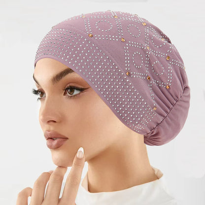 Fashion Rhinestone Crystal Turban Hat