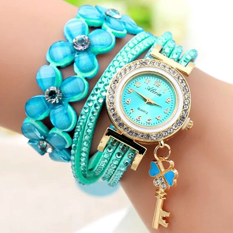 Fashion Rhinestone Long Strap Quartz Watch for Women