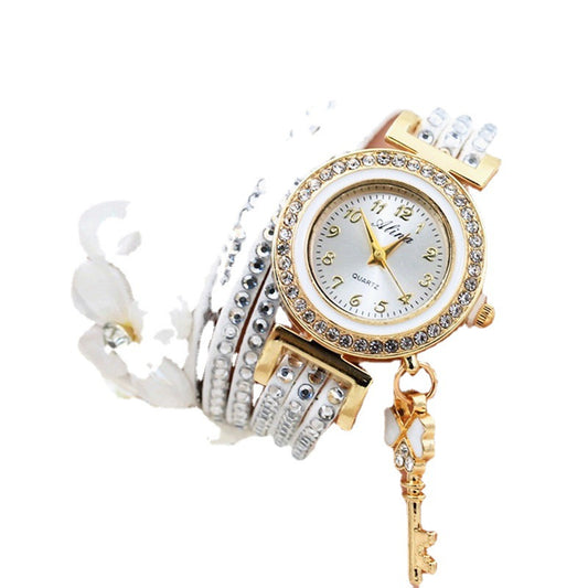 Fashion Rhinestone Long Strap Quartz Watch for Women