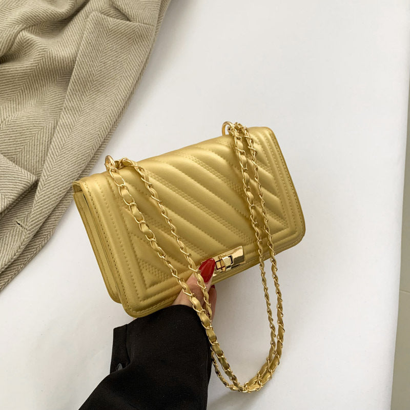 Fashion Simple Elegant Lock Chain Small Bag