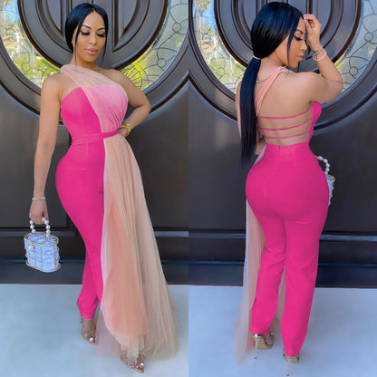 Fashion Sleeveless Mesh Jumpsuit for Women