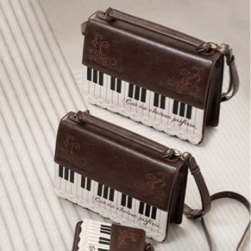 Fashion Square Crossbody Bag with Piano Note Design