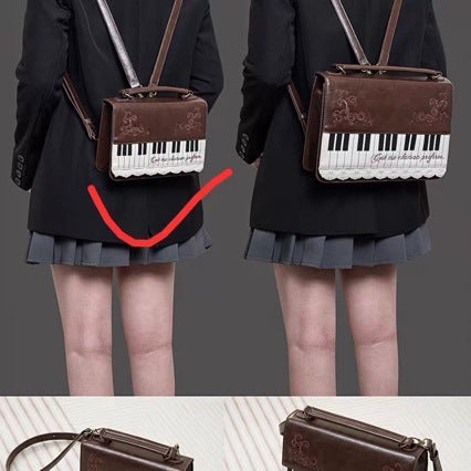 Fashion Square Crossbody Bag with Piano Note Design