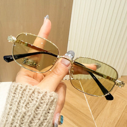 Fashion Square Frame Metal Sunglasses