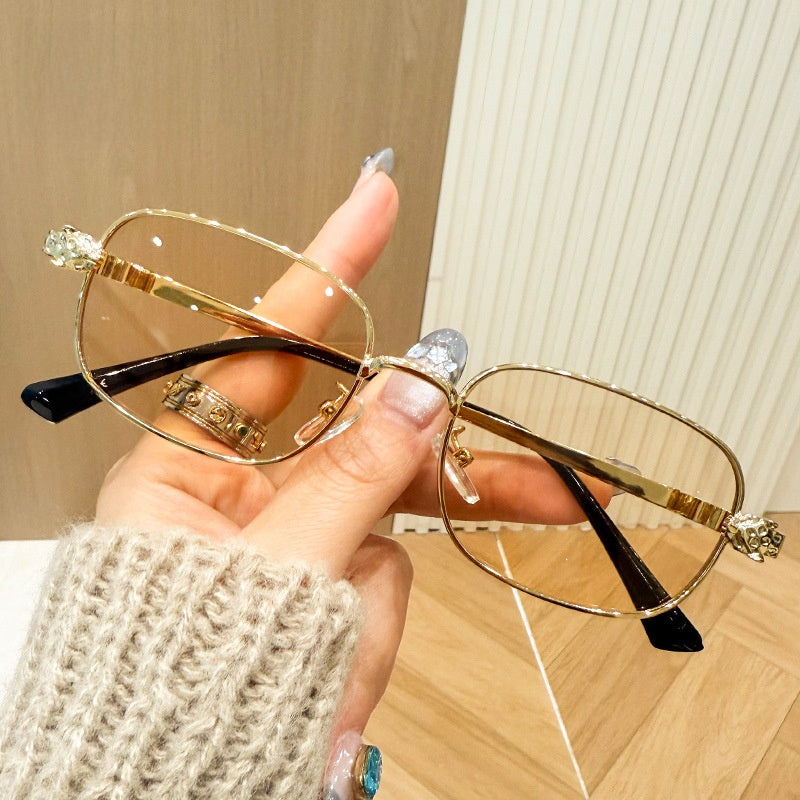Fashion Square Frame Metal Sunglasses