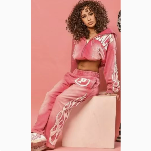 Fashion Sweat Hooded Flared Pants Set