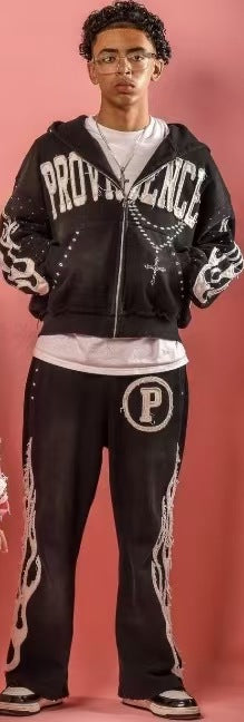 Fashion Sweat Hooded Flared Pants Set