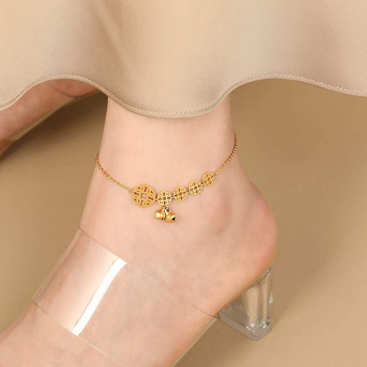 Fashion Titanium Steel Ankle Chain with Tassel