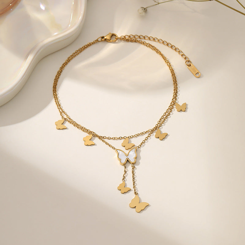 Fashion Titanium Steel Ankle Chain with Tassel