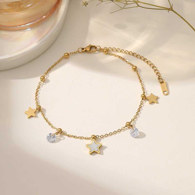 Fashion Titanium Steel Ankle Chain with Tassel