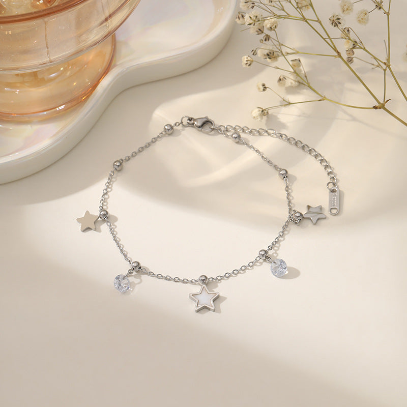 Fashion Titanium Steel Ankle Chain with Tassel