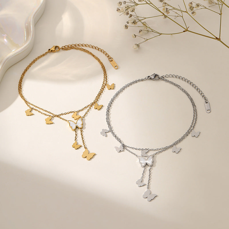 Fashion Titanium Steel Ankle Chain with Tassel