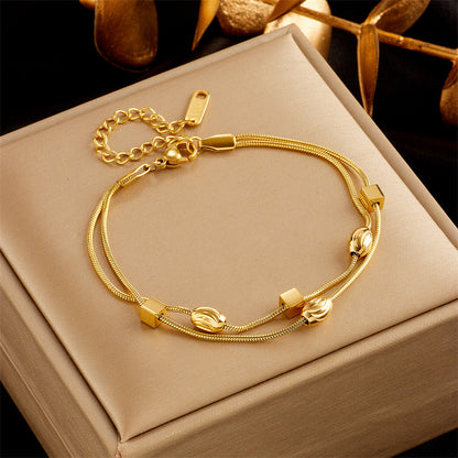 Fashion Titanium Steel Butterfly Heart Pendant Bracelet