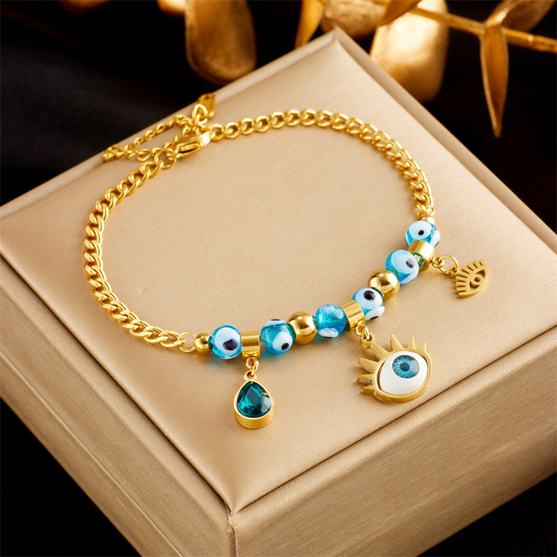 Fashion Titanium Steel Butterfly Heart Pendant Bracelet