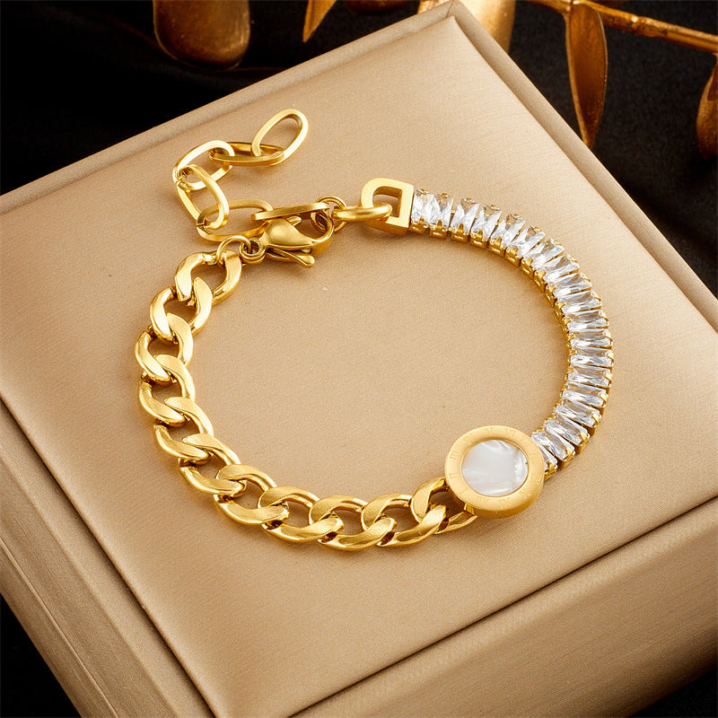 Fashion Titanium Steel Butterfly Heart Pendant Bracelet