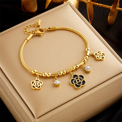 Fashion Titanium Steel Butterfly Heart Pendant Bracelet