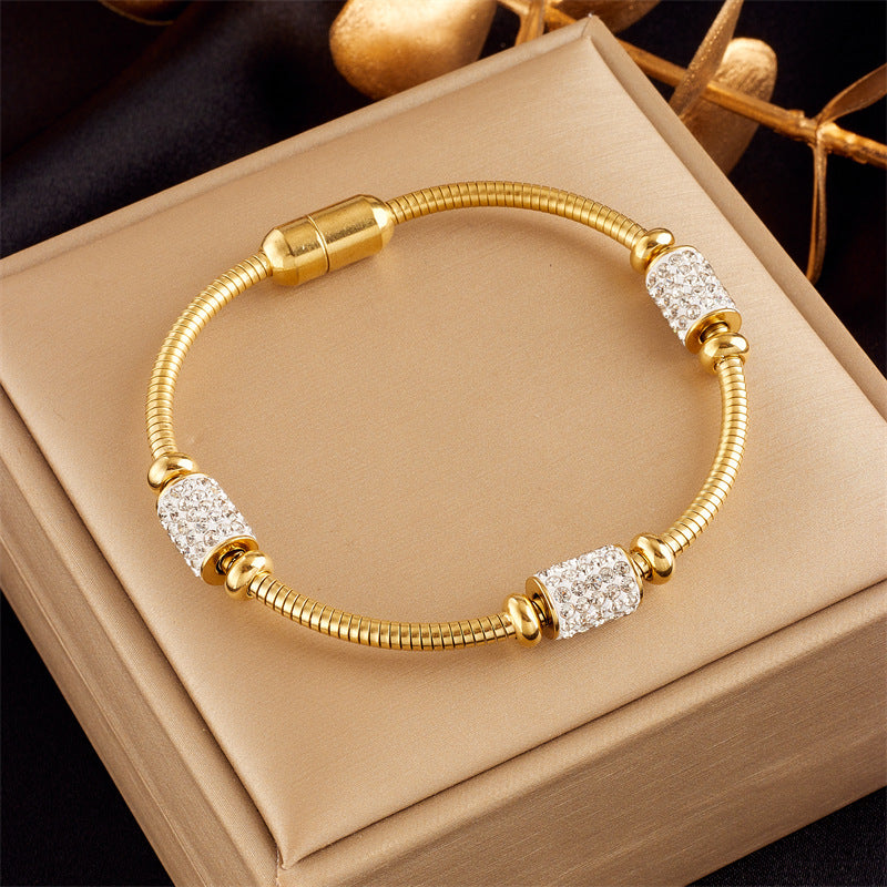 Fashion Titanium Steel Butterfly Heart Pendant Bracelet