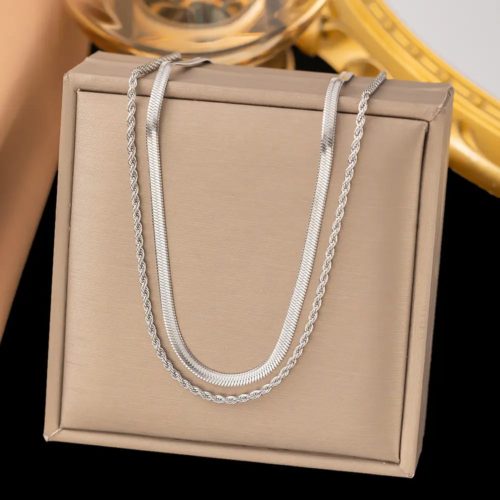 Fashion Titanium Steel Clavicle Necklace