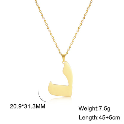 Fashion Titanium Steel Gold Arabic Letter Women Necklace Stainless Steel Glossy Pendant