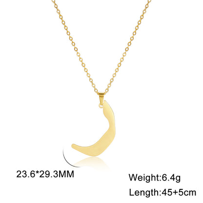 Fashion Titanium Steel Gold Arabic Letter Women Necklace Stainless Steel Glossy Pendant