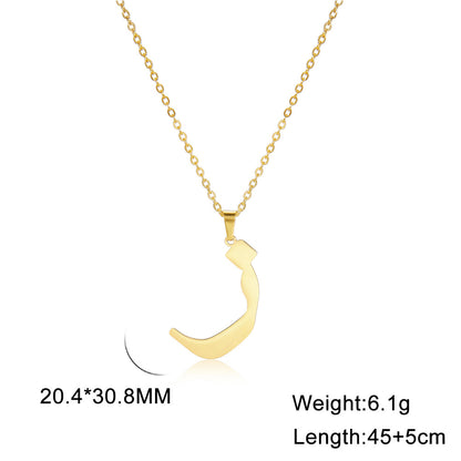 Fashion Titanium Steel Gold Arabic Letter Women Necklace Stainless Steel Glossy Pendant