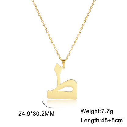 Fashion Titanium Steel Gold Arabic Letter Women Necklace Stainless Steel Glossy Pendant