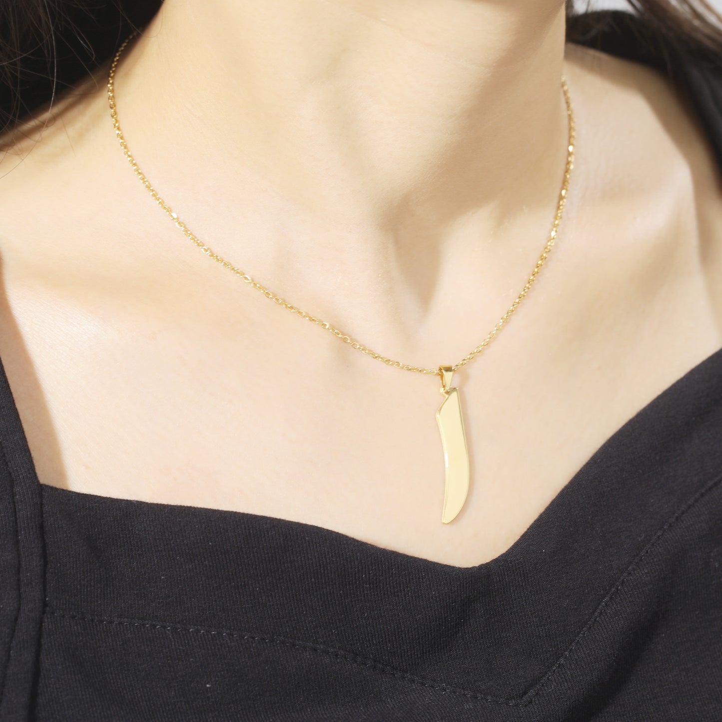 Fashion Titanium Steel Gold Arabic Letter Women Necklace Stainless Steel Glossy Pendant