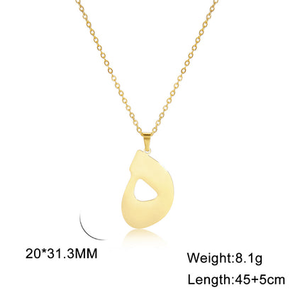 Fashion Titanium Steel Gold Arabic Letter Women Necklace Stainless Steel Glossy Pendant