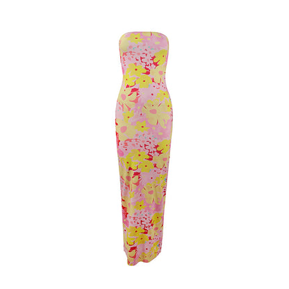 Fashion Trendy Tube Top Backless Dress