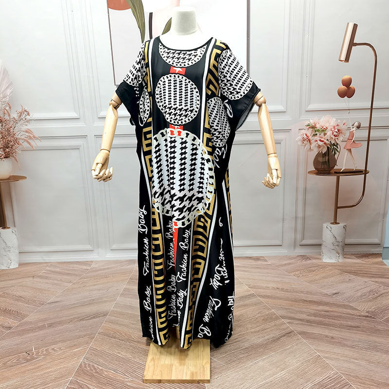 Fashion Women Muslim Dress Short Sleeve Princess Dress