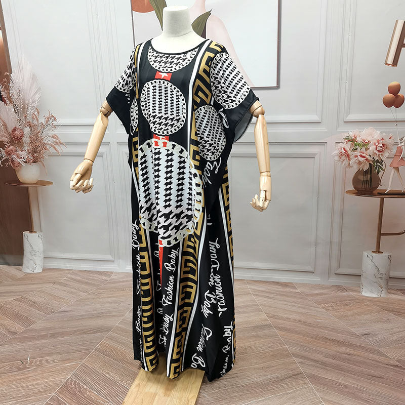 Fashion Women Muslim Dress Short Sleeve Princess Dress